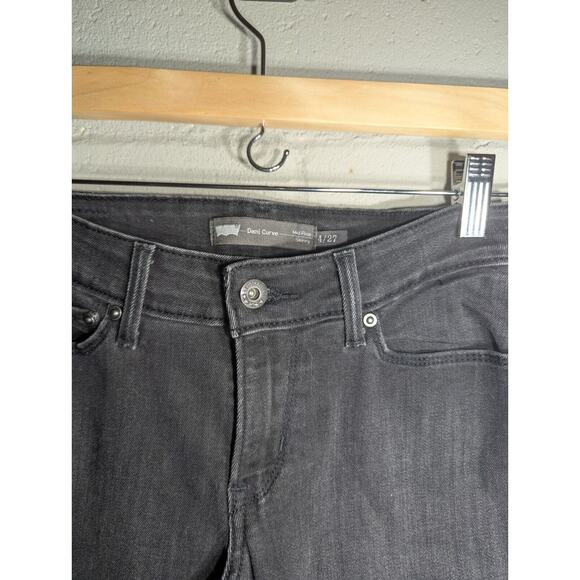 Levi's Womens Demi Curve Mid Rise SKINNY JEANS Pants Casual Black Sz 4/27 - Picture 2 of 4